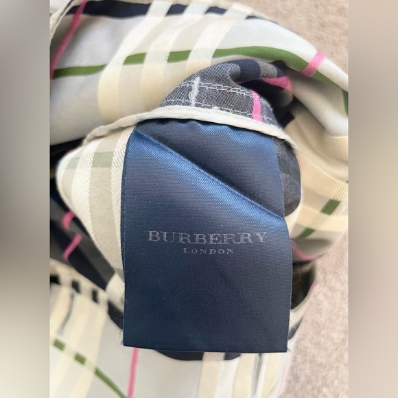 Burberry Grey Green Pink Nova Check Tartan trench coat US 10 - Picture 7 of 13